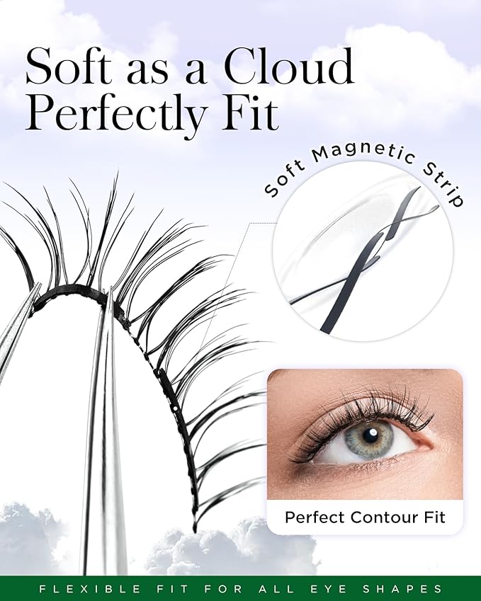 BEYELIAN Magnetic Eyelashes with Applicator Kit, Upgrade Soft Magnetic Lashes Reusable False Eyelashes Natural Look, No Glue Needed Eyelashes for Daily Work Magic-13(Lightweight & Comfortable)