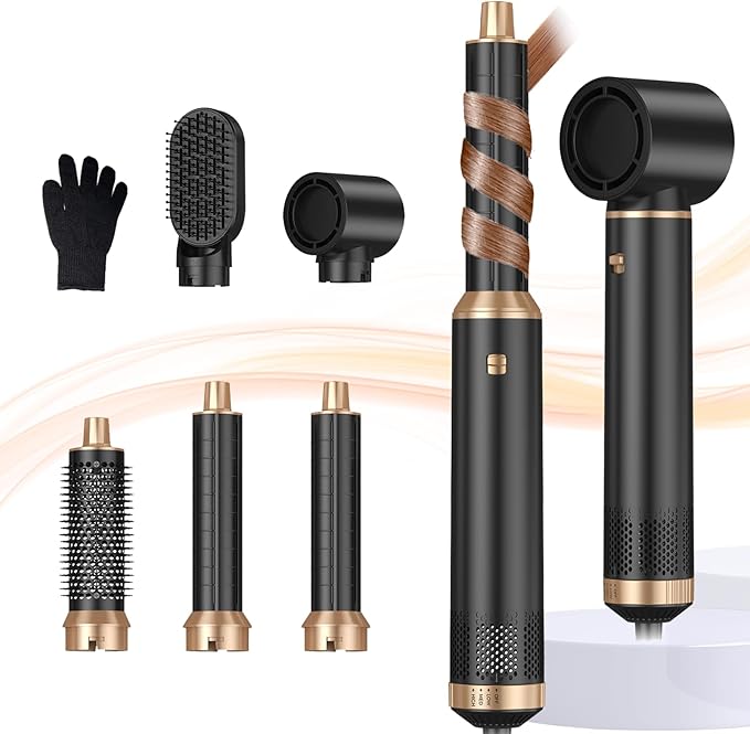 5 in 1 Hair Dryer Brush, Air Style Wrap Hair Styler, Negative Ion Blow Dryer, Hot Air Brush for Blow Drying, Hair Brush for Blow Drying, All-in-One Hair Styling Tool, Volumizing, Straightener & Curler