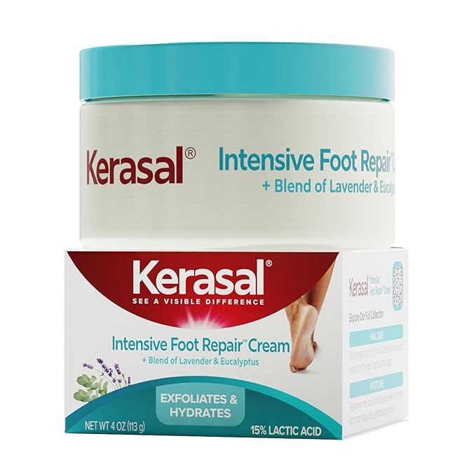 Kerasal Intensive Foot Repair Cream with Lactic Acid, Lavender, & Eucalyptus, 4 oz