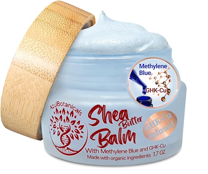 Copper Peptide GHk-Cu & Methylene Blue Infused Shea Butter Balm – Vegan Face & Body Moisturizer for All Skin Types With Organic Ingredients – 1.7 oz