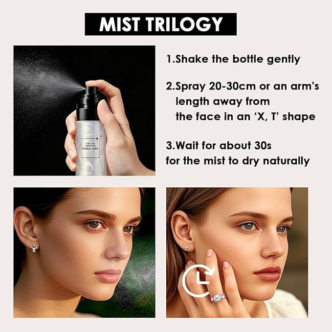 2PCS Makeup Setting Spray Set for Face, Weightless Long Lasting Waterproof Fixing Makeup Setting Face Spray, Smudge-proof, Hydrating & Refreshing Setting Spray Makeup for All Skin Type（H)