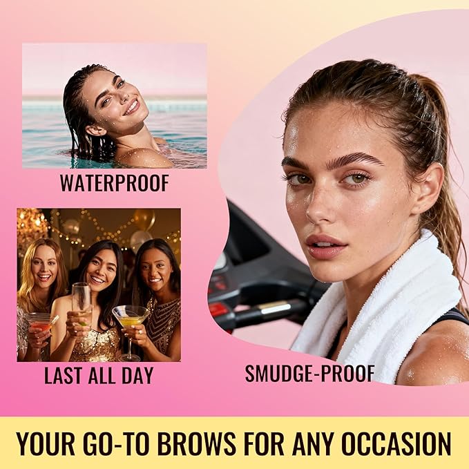 Vevivia Eyebrow Pen - Eyebrow Gel Clear, Dual-Ended Eye Brow Pencils for Women with 4-Fork-Tip and Precise Brush-Tip for Natural Hair-Like Strokes, Last All Day Eyebrow Pencil, Black Brown