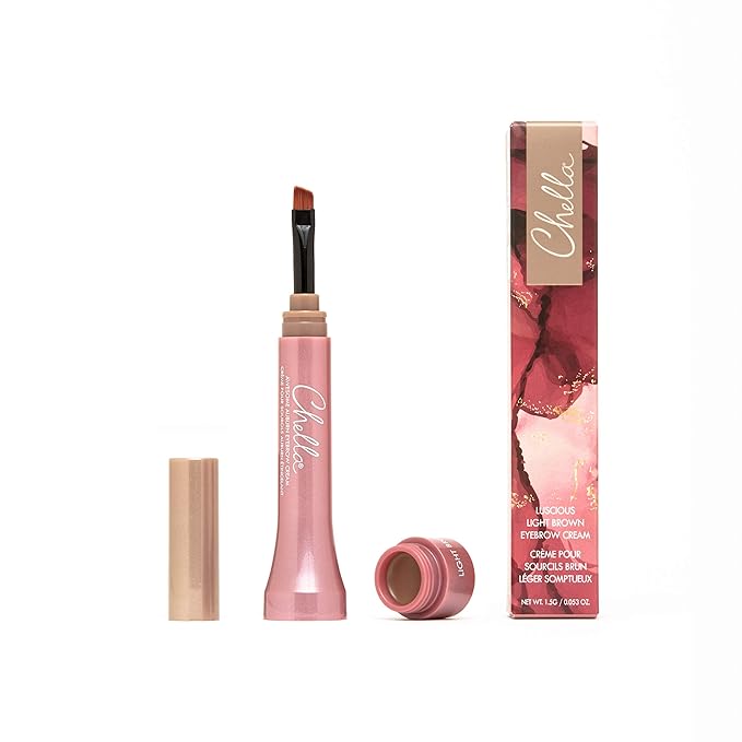 Chella Eyebrow Cream, Luscious Light Brown - Vegan, Cruelty Free, Paraben Free, Gluten Free Eyebrow Pomade Makeup - Long Wearing, Velvet Consistency, Water Proof