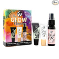 W7 Mini Glow Heroes Set - Travel Size Makeup Minis with Primer, Glow Drops & Setting Spray
