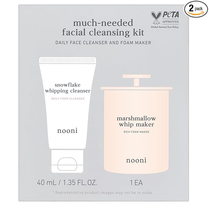 NOONI 2-in-1 Much Needed Facial Cleansing Kit - Marshmallow Whip Maker & Face Cleanser | Gentle Marshmallow Face Wash, Perfect Foam Maker for Rich Bubble, Deep Cleanser, Gift Set, Stocking Stuffers