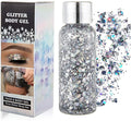 Mermaid Sequins Chunky Glitter Liquid Eyeshadow Glitter Body Gel Festival Glitter Cosmetic Face Hair Nails Makeup Long Lasting Sparkling 30g
