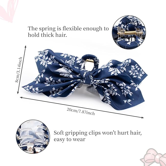 Bow Claw Hair Clips 2PCS Paisley Big Hair Bows for Women Butterfly Styling Large Hair Clips for Thick Hair for Girls Hair Accessories for Teens Gifts for Ladies