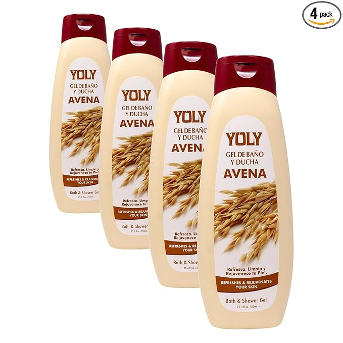 YOLY Oatmeal Body Wash - Daily Moisturizing, For Dry & Sensitive Skin, Refreshing & Rejuvenating, 25.3 Fl Oz (Pack of 4)