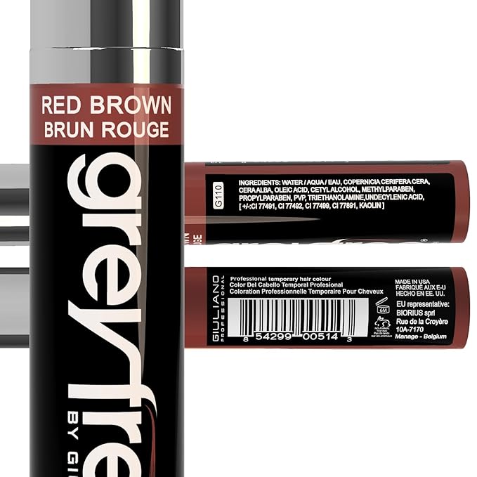 Root touch up hair mascara temporary cover conceal gray roots hair lines eyebrows mens mustache and beards Red-Brown