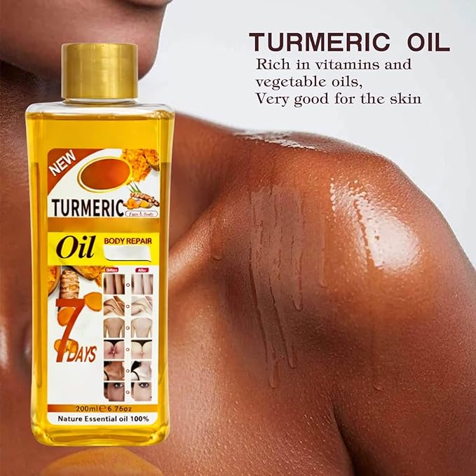 Turmeric Oil for Massage and Skin Moisturizing, Botanical Hydrating Body Oil for Dry Skin, Lightweight Spa Body Care Oil with Turmeric Extract, 200ml / 6.76 fl oz