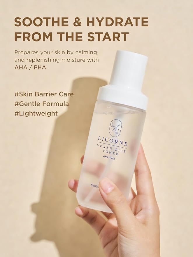 Licorne Vegan Rice Toner Korean Face Toner with Rice Water, Hydrating Milky Toner, K-Beauty Skincare for Smooth, Radiant-Looking Skin, 100ml 3.38 Fl Oz