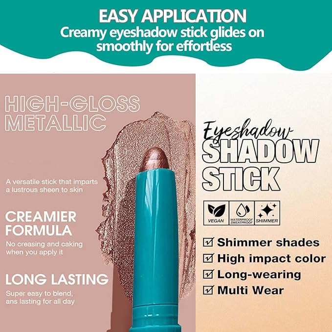 Eyeshadow Stick, Cream Shimmer Glitter Eye Brightener Stick Waterproof Long Lasting Smooth Eyeliner Pencil Highlighter Makeup, Natural Soft Pink #01