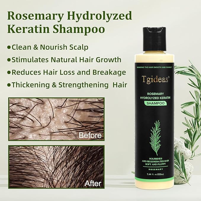 Tgideas Rosemary Biotin Shampoo - Volumizing, Sulfate-Free, for Thinning, Dry, Damaged Hair, Vegan, Color-Safe, 7.4 fl oz
