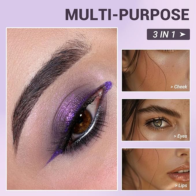 Refillable Eyeshadow Palette - Matte/Glitter/Duo-Chrome Pressed Powder & Cream Formula, Neutral/Shimmer/Smokey Multichrome, Travel-Friendly Iron Pan Refills (Glitter, D49)