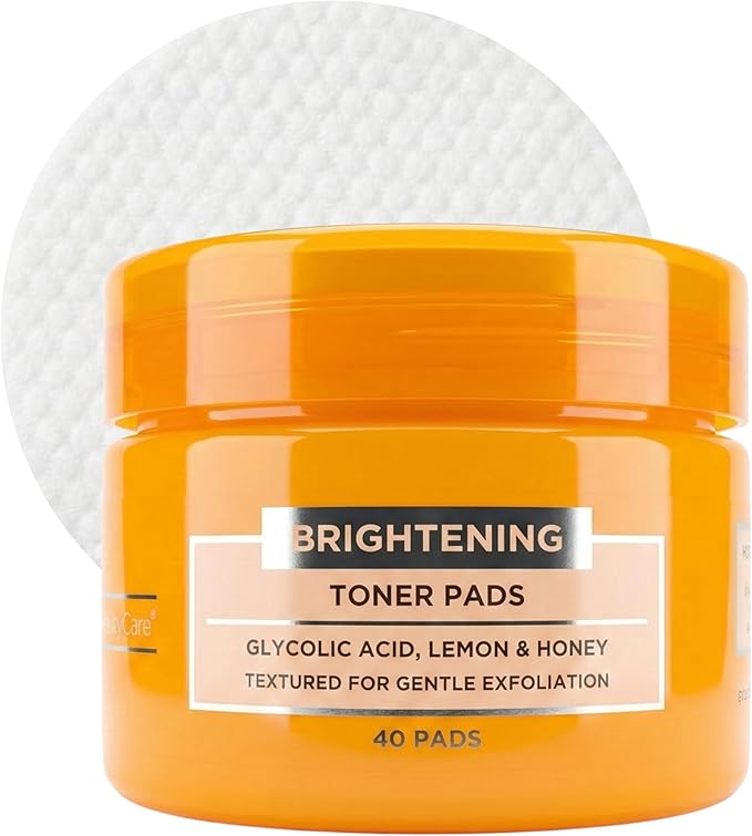 Global Beauty Care Vitamin C Toner Pads - Exfoliating Toner Pads for Face with Glycolic Acid, Lemon & Honey, Dual Textured Facial Pads, Helps Brighten, Even Skin Tone & Boost Radiance, 40ct (1-Pack)