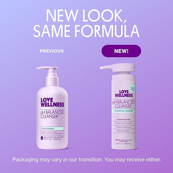 Love Wellness pH Balancing Cleanser | Feminine Vulva Wash for Intimate Health & Hygiene | Fragrance-Free, Non-Irritating & pH Matched | With Aloe Vera & Calendula for Sensitive Skin | 10 Fl Oz