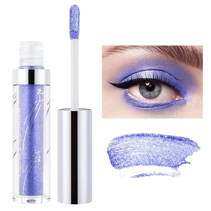 Glitter Liquid Eyeshadow, Metallic Glitter Shimmer Sparkling Eye Shadow, Long Lasting Waterproof High Pigments Sparkling Makeup Kit for Eyes, Metals Gloss Eyeliner Pen