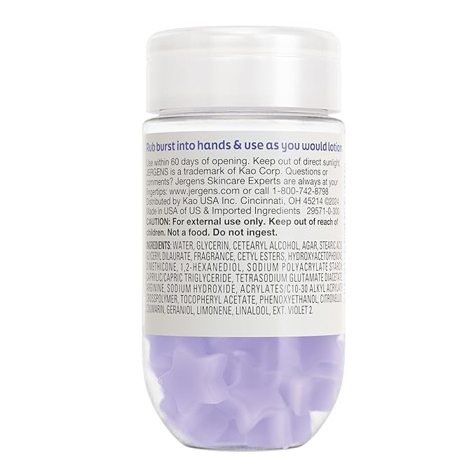 Jergens Lavender Lotion Bursts, Squishy Star-Shaped Moisturizer Bursts, 38 Ct (Pack of 12)