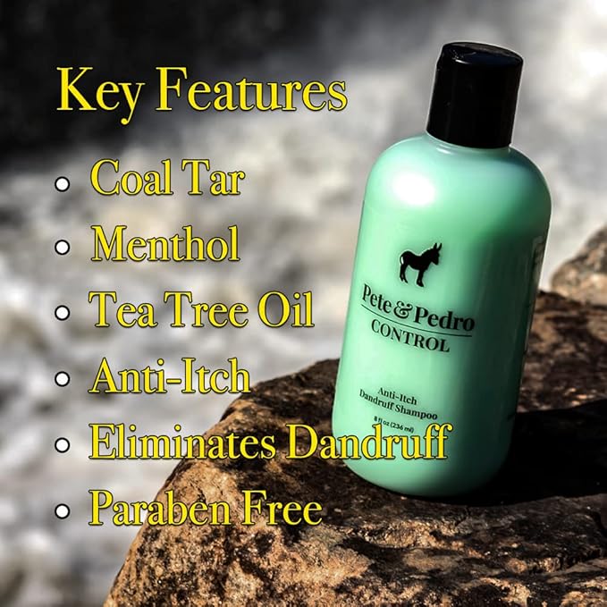 Pete & Pedro CONTROL Extra-Strength Anti-Dandruff & Itch Hair Shampoo | Medicated Treatment, Coal Tar, Peppermint, Tea Tree Oil For Scalp Psoriasis, Flakes, Itchy Scalp | Shark Tank Featured, 8.5 oz