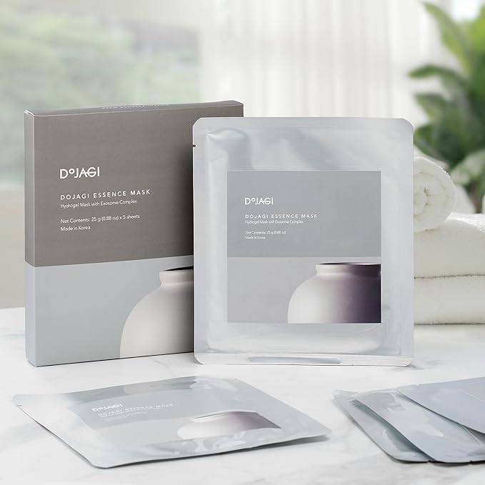 Hydrogel Sheet Mask with Exosome Complex, Intensive Hydration & Firming Facial Mask, Cooling Soothing Korean Skincare, 25g x 5 Sheets