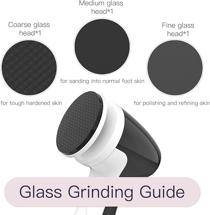 APRELM Rechargeable Electric Foot Callus Remover with 3 Glass Grinding Heads, Professional 1000RPM 3-Speed Control Electric Foot File (E7 Black Glass Version)
