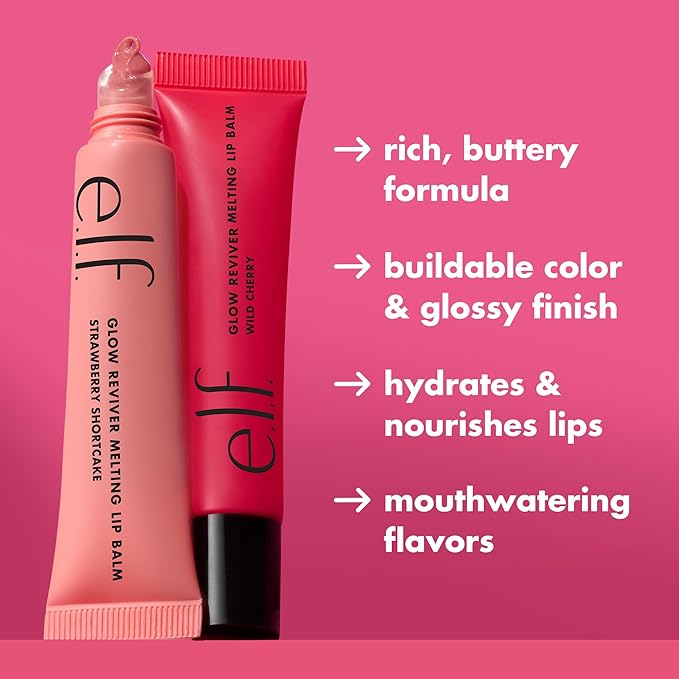 e.l.f. Glow Reviver Melting Lip Balm,Hydrating Tinted Lip Balm For A Glossy Finish & Soft,Supple Lips,Vegan & Cruelty-Free,Yummy Gummy,(Pack of 2)