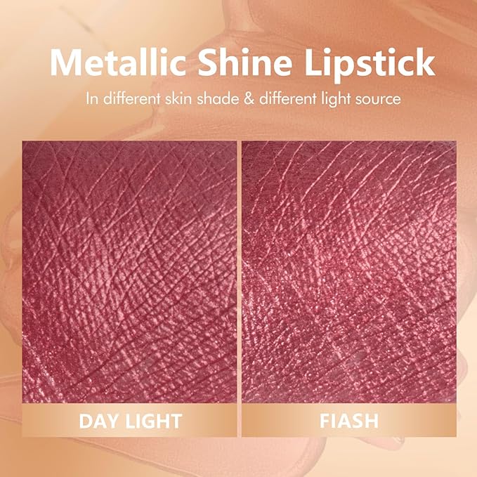 MAKI YIKA Red Lipstick for Women Metallic Lipsticks for Mother Glitter Long Lasting Lipstick No Smudge No Transfer Liquid Lip Gloss (BR03 Be Happy)