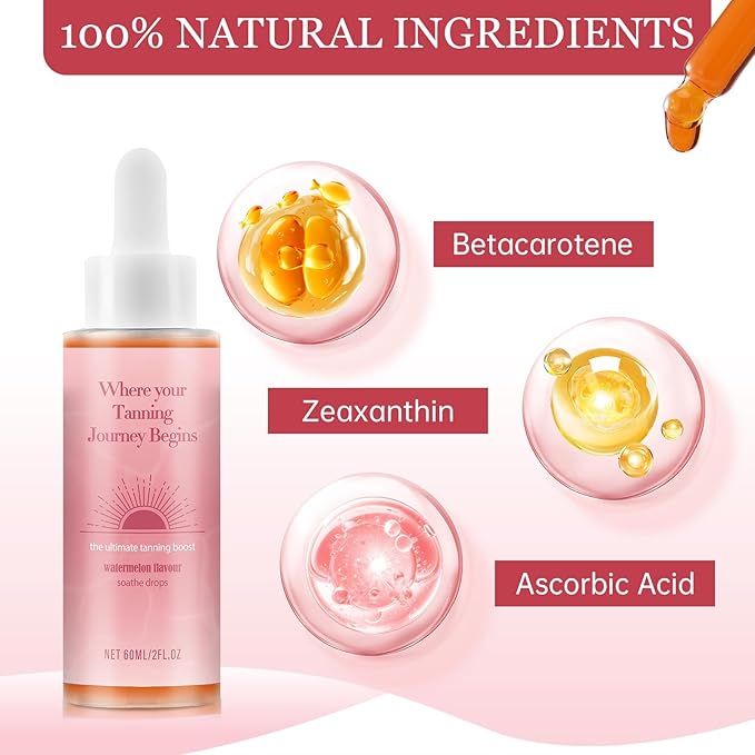 Tanning Drops, Glow Drops, 2PCS Natural Sunless Tanning Drops to Drink for Face & Body, Enhancing Your Natural Skin Tone, Easy to Use for All Skin Types