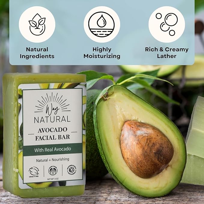 Goat Milk Soap Bars, Avocado (2 Pack) - Face, Hands & Body, Premium, Handmade w/Real Milk in USA - Natural Bar for Men, Women - Fragrance-Free Goat Soap, Gently Exfoliating, No Dyes (3oz)