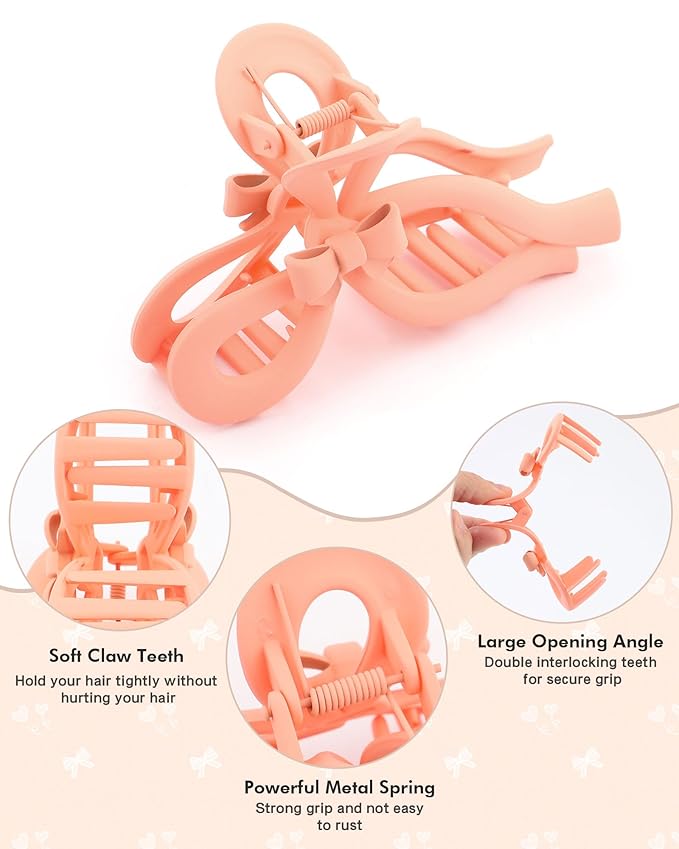 4 PCS Bow Hair Clips for Women Bow Claw Clip 5" Extra Large Hair Claw Clips for Thick and Long Hair Cute Bows Big Clip Mother’s Day Gift for Mom