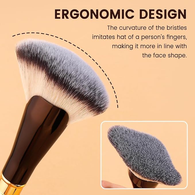MAANGE Makeup Brush Set with Case Double-ended Make up Brushes for Foundation Contour Liquid Powder Concealer Eye Shadows Cream Blush Makeup Tools (Coffee Brown, 13 PCS)