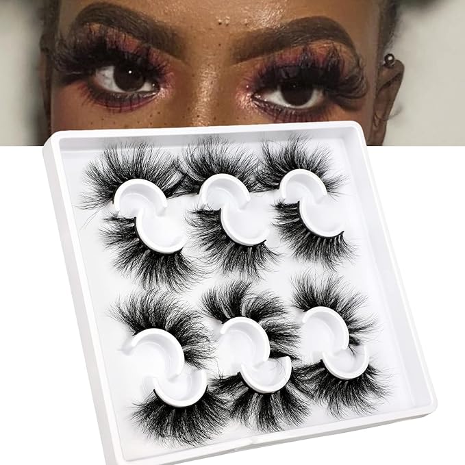 Mink Lashes Fluffy Eyelashes Dramatic Long Wispy Fake Eyelashes Thick 6 Styles Mixed Luxury Russian Strip D Curl False lashes Soft Handmade Reusable Lashes Pack