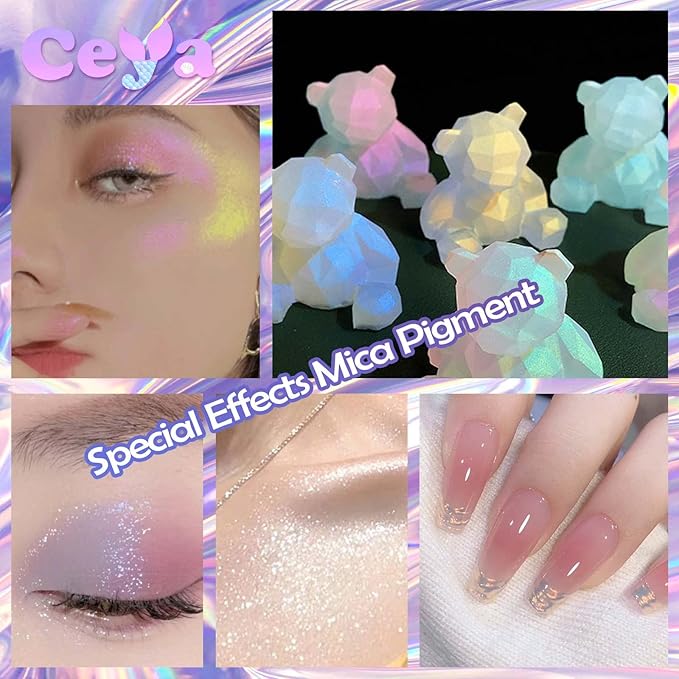 Ceya Interference Mica Powder, 1.8oz/ 50g Noble Purple Chrome Powder, Cosmetic Grade Pearlescent Effect Color Shift Pigment for Epoxy Resin, Makeup, Nail Polish, Soap Candle Making, Slime, Paint