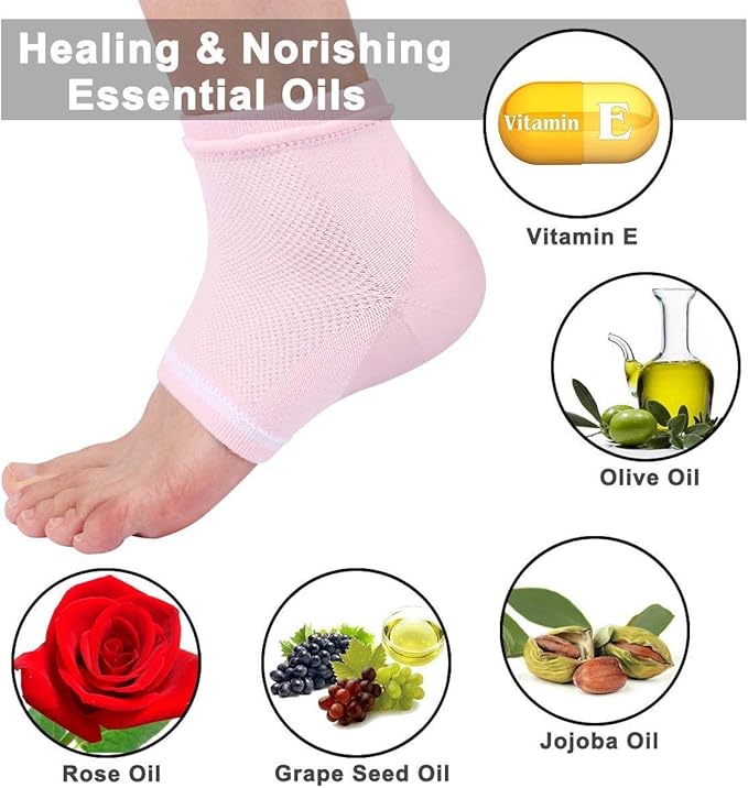 Codream Vented Moisturizing Socks Lotion Gel for Dry Cracked Heels, Spa Gel Socks Humectant Moisturizer Heel Balm Foot Treatment Care Heel Softener Compression (2 Pairs)