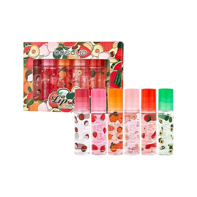 ADMD 6-Pack Tinted Lip Oil Roller Gloss - Hydrating & Non-Sticky for Dry Lips, Moisturizing Lip Care for Women & Men