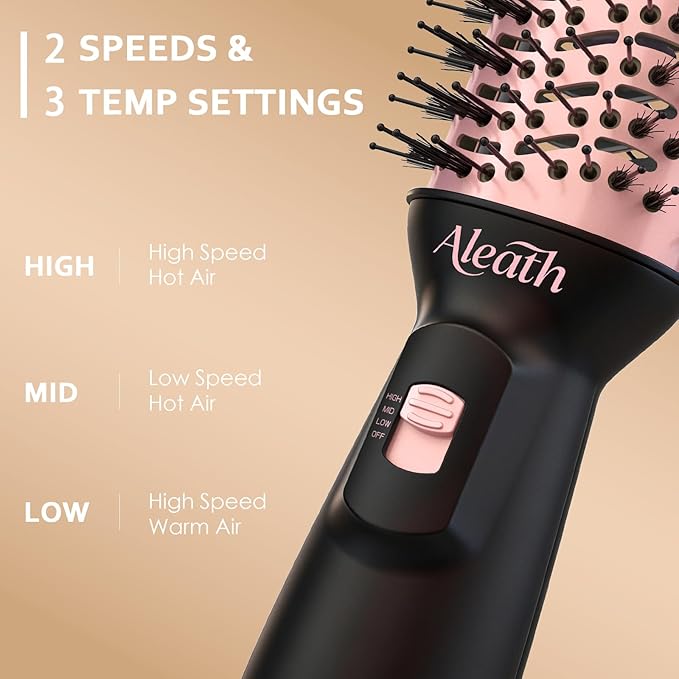 Aleath Hair Blow Dryer Brush for Travel: 2026 Gifts for Women - Small Hot Air Brush with Auto Dual Voltage - Fast Blowout Brush European International Travel Essentials