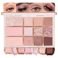 SUAKE Nude Pink Eyeshadow Palette, Matte & Shimmer, High Pigmented 12 Colors Brown Purple Eye Shadow Primers for Eye Makeup, Korean Powder Palet de sombras de ojos (04# Red Bean)