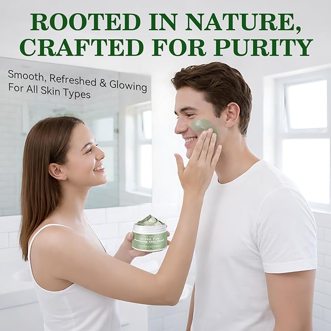 Green Tea Mask, Natural Clay Mask for Face, Deep Pores Cleansing, Oil Control, Moisturizing & Hydrating with Green Tea Extract & Kaolin Clay, Antioxidant Green Tea Face Mask Skincare(3.52 Ounce)