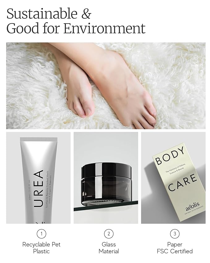 AEOLIS 10% Urea Foot Cream for Cracked Heels (2.03 fl oz), Beeswax, Shea Butter, Aloe Vera & Vitamin E Deep Moisturizing Care for Rough Feet Dry Heels Treatment & Softening