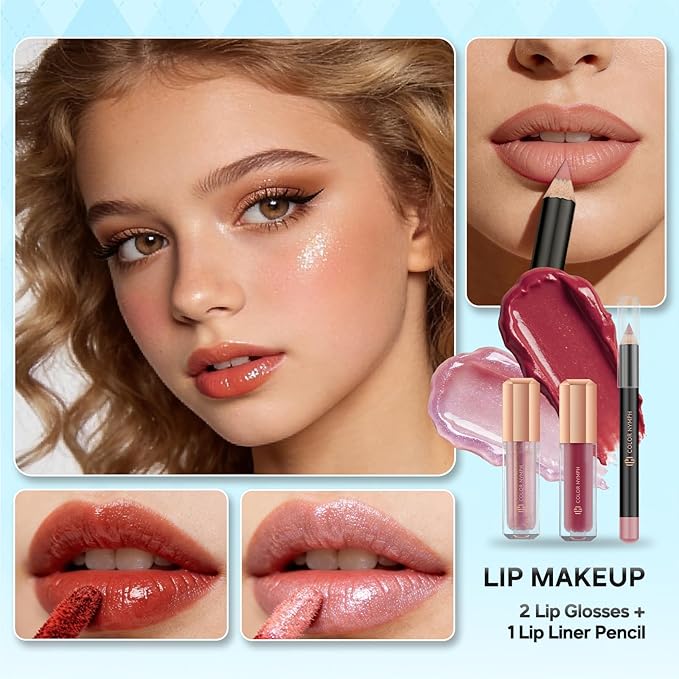 Color Nymph Beginner Makeup Kits For Teens With Train Case Included Full Makeup Kit Eyeshadow Palette Blushes Bronzer Highlighter Lipstick Brushes Mirror (White)