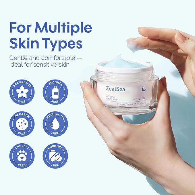 ZealSea Agedefy Prestige Overnight Sleeping Mask – Clinically-Proven Matrixyl 3000 Peptides + Ceramides Barrier Renewal, Nighttime Plumping Firming, Silky-Smooth Morning Glow, Lightweight, 1.7OZ
