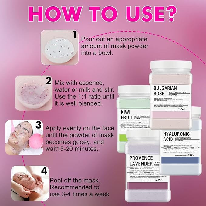 Jelly Mask Powder for Facials, Natural Rose Petals Jelly Face Mask, Professional Peel Off Hydro Face Mask Powder Leaves Skin Soft Moisturized and Revitalized,DIY SPA, 23 FlOz