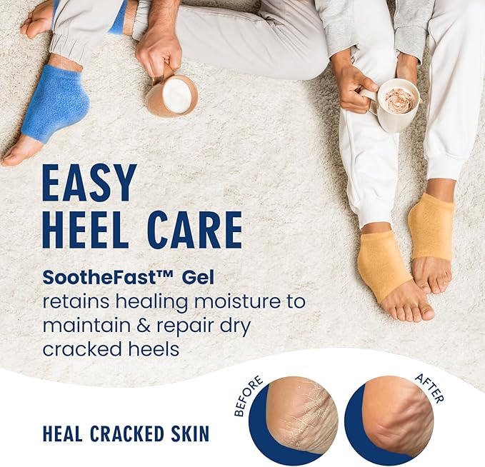 Dr. Frederick’s Original Moisturizing Fuzzy Heel Socks - Cozy Gel-Lined Socks for Dry Cracked Heels - 2 Pairs - Overnight Foot Care with Olive Oil, Vitamin E - Gifts for Women & Men - Variety Pack
