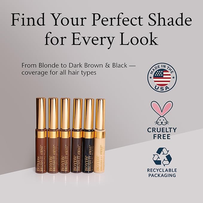 Boyd’s Brush It Away | Grey Hair Root Touch Up for Women & Men | Temporary Hair Color Mascara | Quick-Dry Water-Resistant Concealing Formula | Medium Brown, 2-Pack