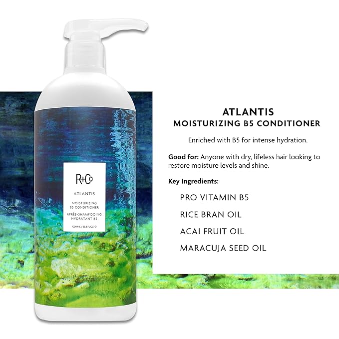 R+Co Atlantis Moisturizing B5 Shampoo and Conditioner Set – Deep Hydration & Repair for Dry, Damaged, Tired Hair – Restores Moisture, Softness & Shine – Vegan & Sulfate-Free – 33.8 oz (Pack of 2)