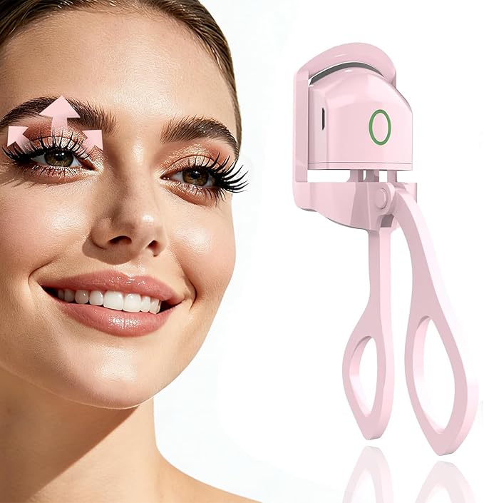 Heated Eyelash Curler for Women - Electric Lash Curler with 10s Fast Heating, Safe Anti-Burn Design, Intelligent Temp Control, Long-Lasting Curls, Portable Makeup Tool (Pink,1PCS)