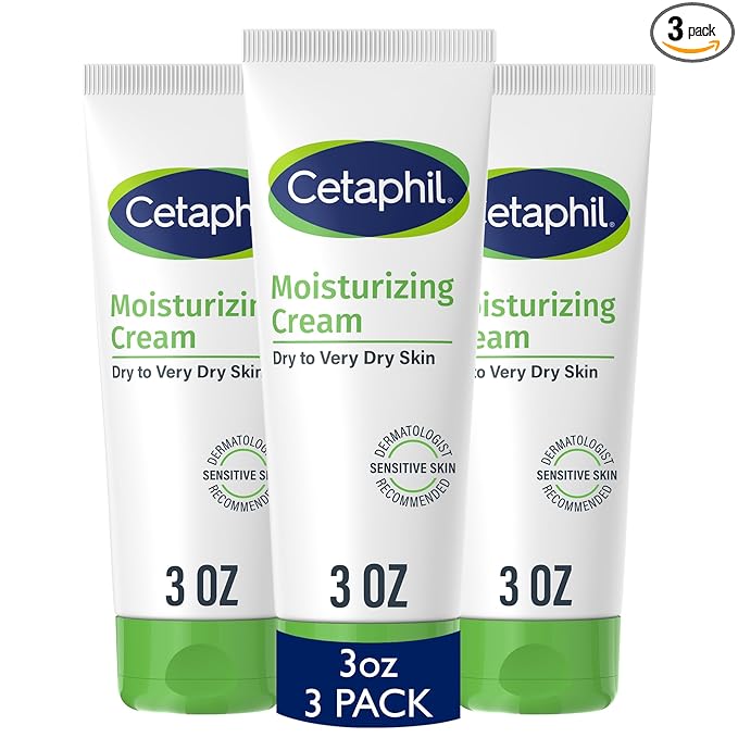 Cetaphil Face & Body Moisturizer, Hydrating Moisturizing Cream for Dry to Very Dry, Sensitive Skin, NEW 3 oz Pack of 3, Fragrance Free, Non-Comedogenic, Non-Greasy