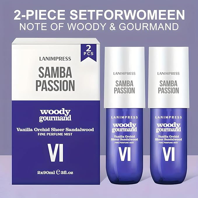 2 Pack 6 fl oz Hair Mist and Body Spray for Women（Eau De Parfum）,Woody Gourmand Perfume No.6，With Notes of Vanlla Orchid,Sheer Sandal wood
