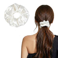 ZLYC 100% Mulberry Silk Hair Tie Scrunchie 19 Momme Gentle Creaseless Dent-Free Ponytail Holder for Women, 6cm Solid White