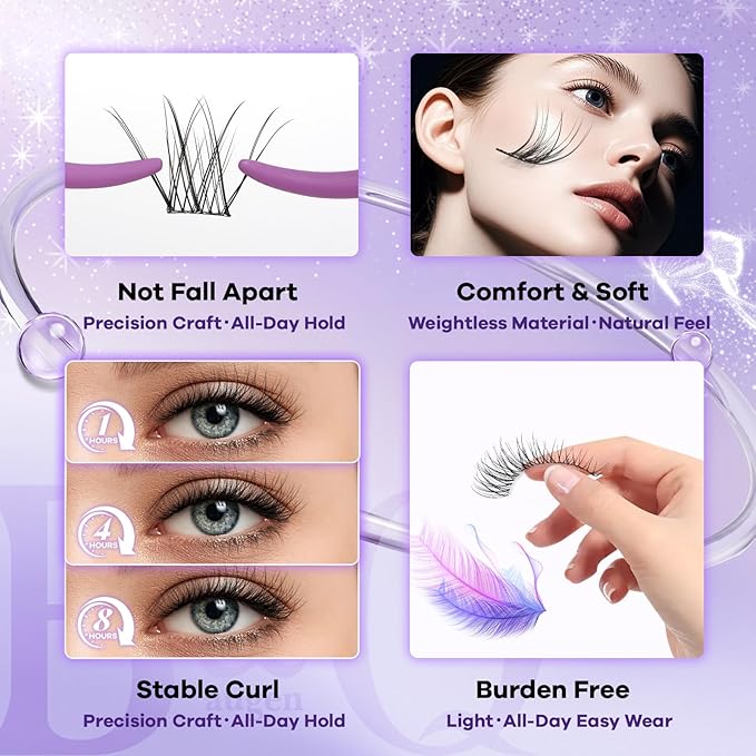 B&Q Natural Lash Clusters 03 - Cluster Eyelash Extensions, Pestañas Postizas Naturales Style Eyelashes Comfort Fit - Day-to-Night Natural Effect - Office & Date Ready For Effortless Beauty(8-16mix)